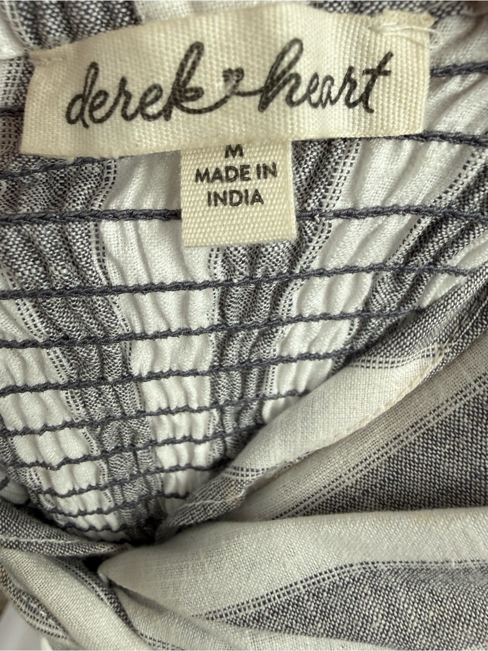 Derek Heart Gray White Stripe Halter Jumpsuit Wide Leg Smocked Back Size M - Picture 4 of 6
